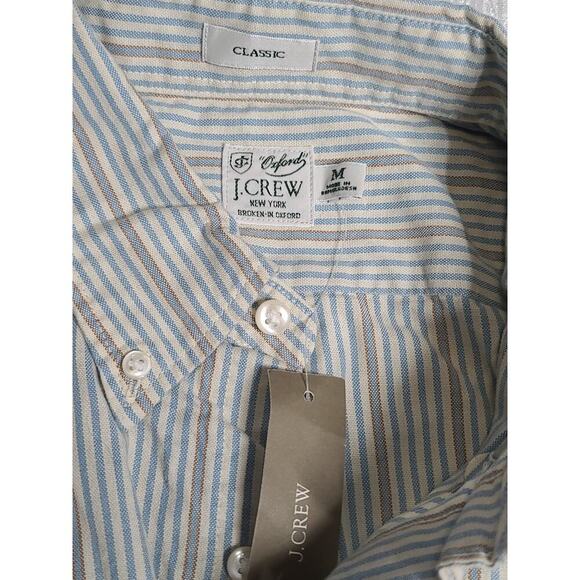 J. Crew Broken in Oxford Blue Striped Casual Shirt Classic fit size Med Preppy - Picture 10 of 12